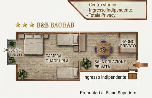 a floor plan of a tiny house at Bed and Breakfast Baobab in Piazza Armerina
