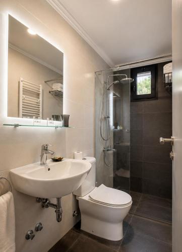 a bathroom with a toilet and a sink and a shower at The Silk Valley in Arşūn