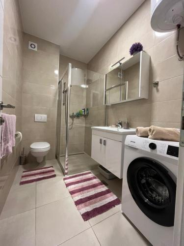 a bathroom with a washing machine and a sink at Apartman Čapljina in Čapljina