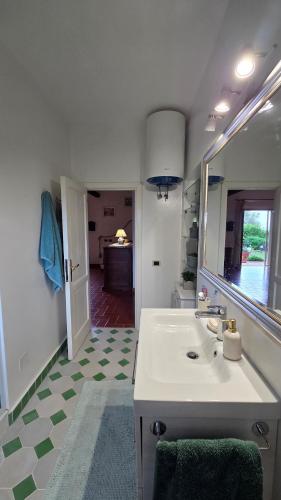 a bathroom with a sink and a mirror at Villa Matilda ad Ansedonia in Orbetello