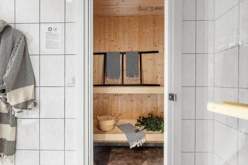 a bathroom with a shower with a toilet in it at 945-Frederiksvaerk-Soltoften-3 in Frederiksværk