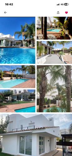 a collage of photos of a house and a pool at Villa Las Vegas in Benicàssim