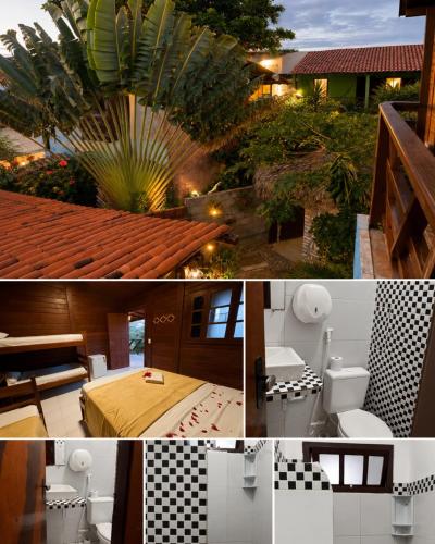 a collage of three pictures of a house at Pousada Jangá Jeri in Jericoacoara