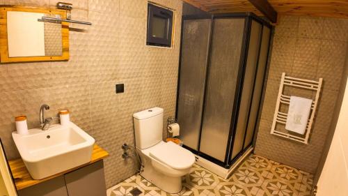 a bathroom with a toilet and a sink at Vice Suit Bungalov in Sapanca