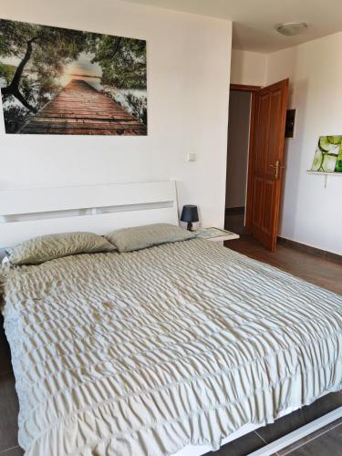 a bedroom with a large bed and a painting on the wall at Apartment with parking in Dajla