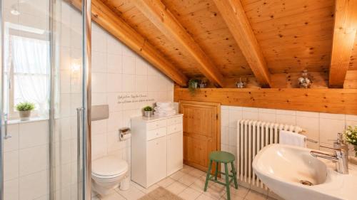 a bathroom with a toilet and a sink at Ferienwohnung Biechteler in Schwangau