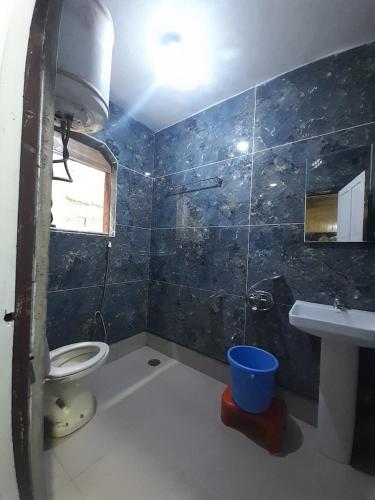 a bathroom with a toilet and a sink at Younis Guest house in Srinagar