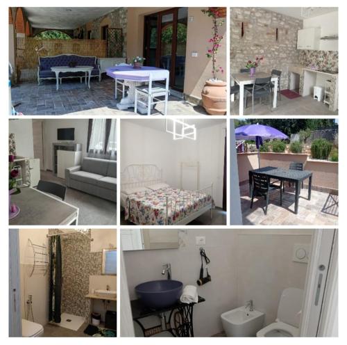 a collage of photos of a kitchen and a house at Podere il Gallo Agriturismo in Campiglia Marittima