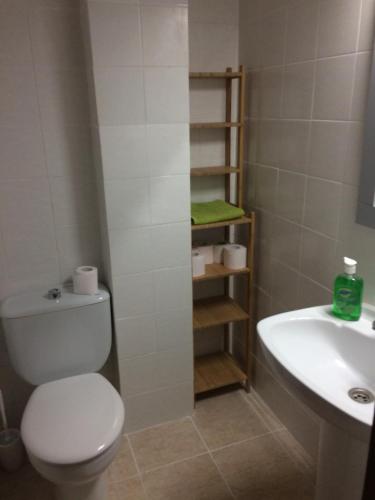 a bathroom with a toilet and a sink at Apartamento Mateos 50 por ciento dcto directo in Murcia