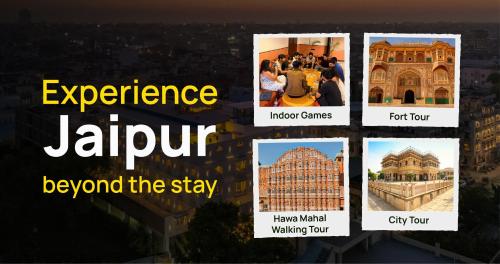 a collage of pictures of landmarks and buildings at The Hosteller Jaipur, MI Road in Jaipur