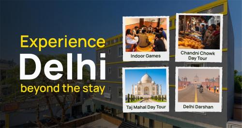 a collage of pictures of sights and buildings at The Hosteller Delhi in New Delhi