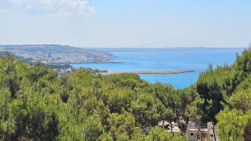 a view of a large body of water with trees at Dimora Villa Serena Porto Selvaggio Gallipoli in Gallipoli