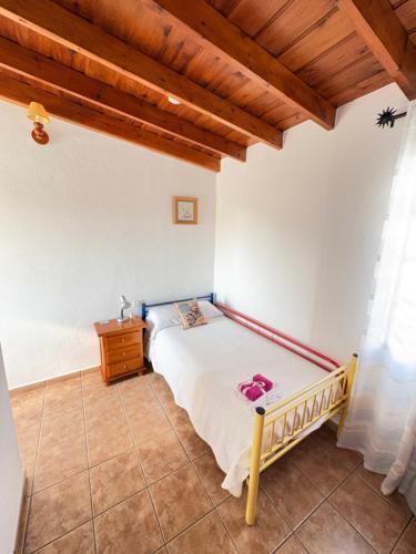 a bedroom with a bed and a wooden ceiling at Casa Nazario Duplex in Los Llanos de Aridane