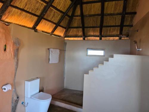 a bathroom with a toilet and a staircase at Marudzi Sunset Lodge in Umtali