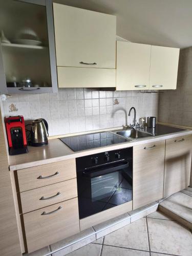 a kitchen with a sink and an oven in it at EffeVi - Bed and Books in Piaggine