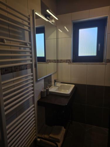 a bathroom with a sink and a mirror at Petra in Poreč