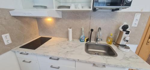 a kitchen with a sink and a counter top at 2 Room Flat near Uni Campus Siegen - BR in Siegen
