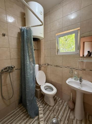 a bathroom with a toilet and a sink at Maja Apartmani in Sutomore