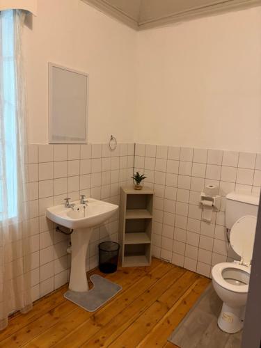a bathroom with a sink and a toilet at Formule 11 in Frankfort