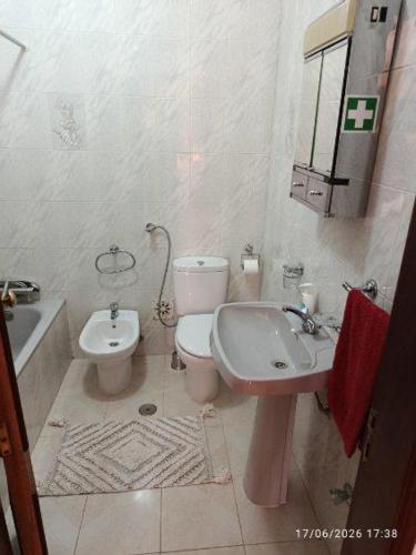 a bathroom with a toilet and a sink at Vintage Apartment in Vila Nova de Milfontes