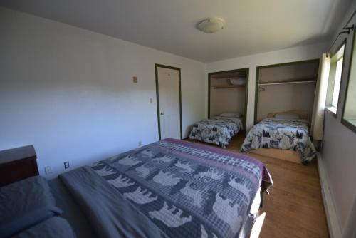 a bedroom with two beds and a window and a bed at Equus Acres in Boston Bar