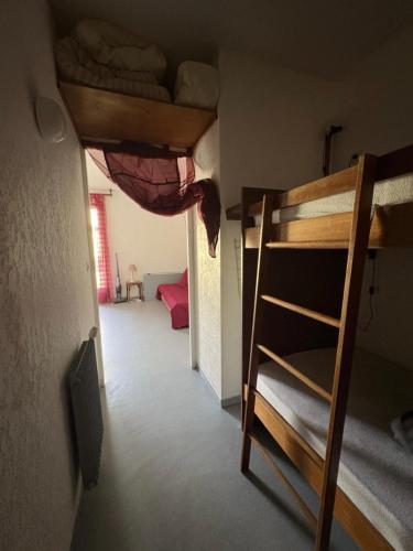 a room with a bunk bed and a ladder at Centre village, proche toutes commodités in Les Angles