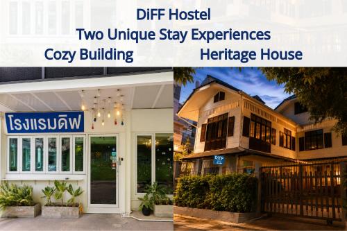 two unique stay experiences cozy building and a heritage house at Diff Hostel in Bangkok