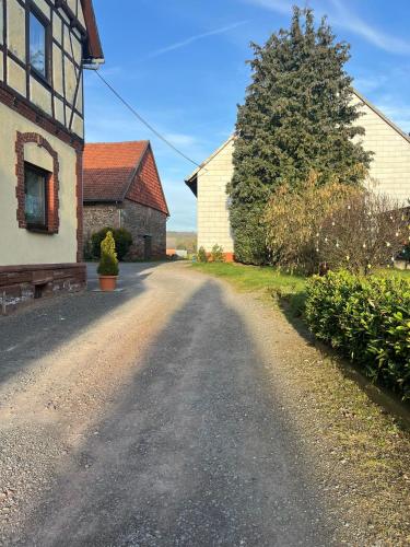 a road leading to a house and a tree at Ferienwohnung Vielfalt in Höringhausen