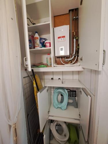 a small bathroom with a toilet in a room at Ferienhaus am Edersee-scheid in Waldeck