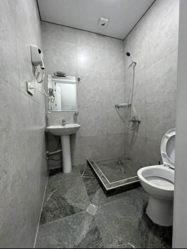 a bathroom with a sink and a toilet in it at Relax inn in Kobuleti