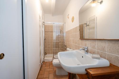 a bathroom with a sink and a toilet at Ancora Apartments in Marina di Massa