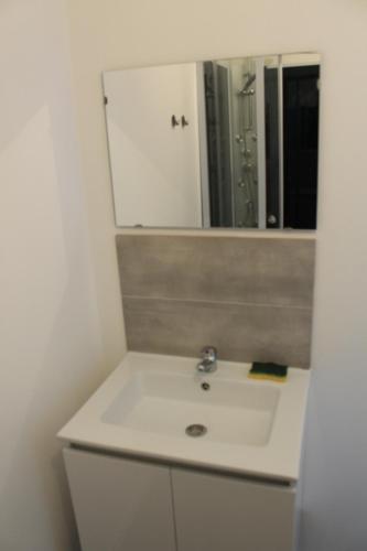 a bathroom with a sink and a mirror at Etablissements Coulon - Talence (Chemin d'Ars) in Talence