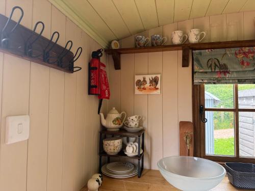 a bathroom with a large white bowl on a wall at The Drey in Trelleck