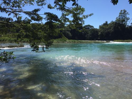 a body of water with trees and a beach at Ecolodge Las Nubes Chiapas in La Fortuna Gallo Giro
