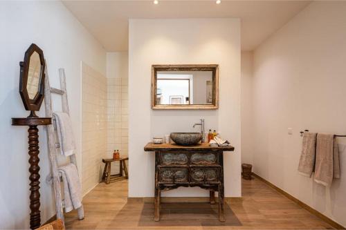 a bathroom with a sink and a mirror at Villa Magdalena Eeklo in Eeklo