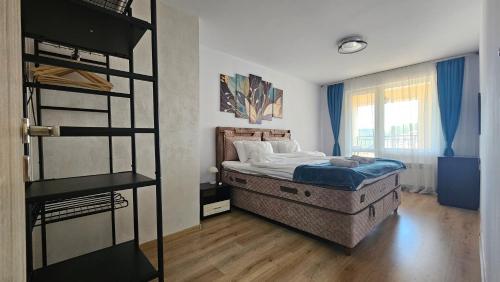 a bedroom with a bunk bed and a ladder at Perspective View in Veliko Tŭrnovo