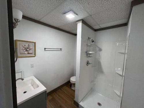 a bathroom with a shower and a sink and a toilet at Athens House nuber 8 in Las Vegas