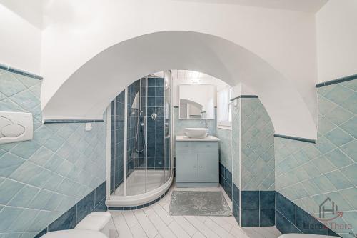 a bathroom with a shower and a sink and a toilet at SeaSoul - Mare 100m - 6 Guests - Centro Storico in Albissola Marina