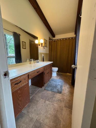 a bathroom with a sink and a toilet at Cedarwood Chateau in Cambridge