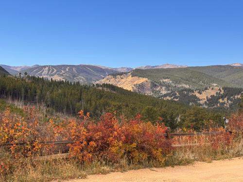 a view of the mountains from a dirt road at Sundance Lodge in Nederland