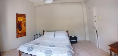 a bedroom with a bed and a picture on the wall at Aloe in Olympiada