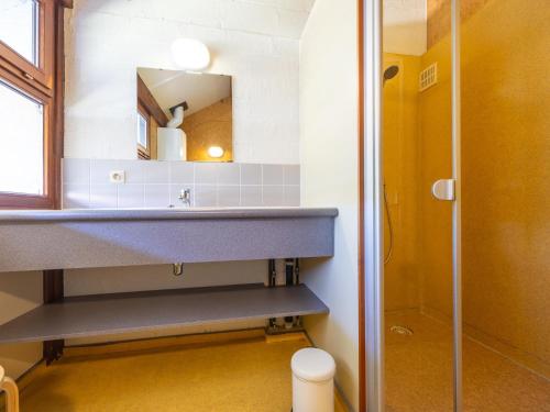 a bathroom with a sink and a mirror at Duinengolf - Zeeanemoon 10 in Westende