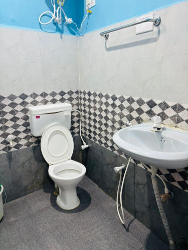 a bathroom with a toilet and a sink at SB Cottage ooty in Ooty