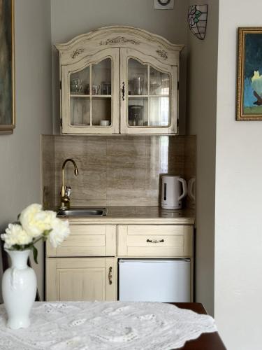 a kitchen with a sink and a counter at Willa A.D.1894 in Łeba