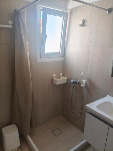 a bathroom with a shower and a sink at Oikonomou Villas 2 in Ermioni