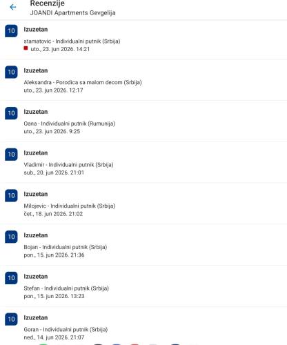 a screenshot of a cell phone screen with a list of tasks at JOANDI Apartments Gevgelija in Gevgelija