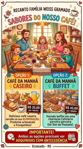 a flyer for a family dinner in a restaurant at Pousada Recanto Gramado in Gramado