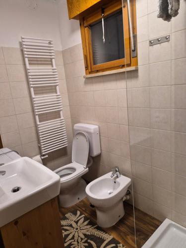 a bathroom with a toilet and a sink at Nuvola in Ravascletto