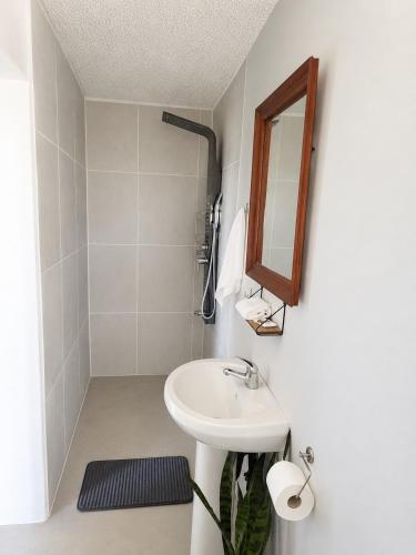 a bathroom with a sink and a mirror at Camperdown Stay in Camperdown