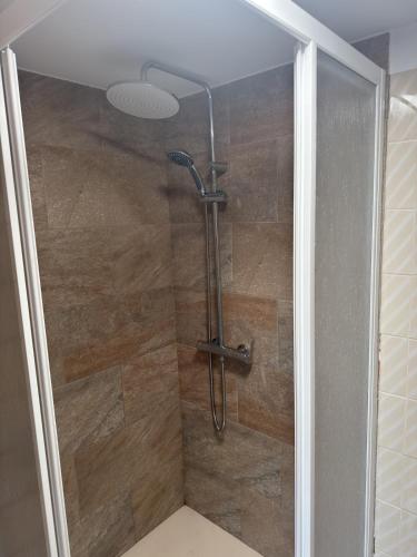 a shower with a shower head in a bathroom at Casa Estraviz in A Coruña
